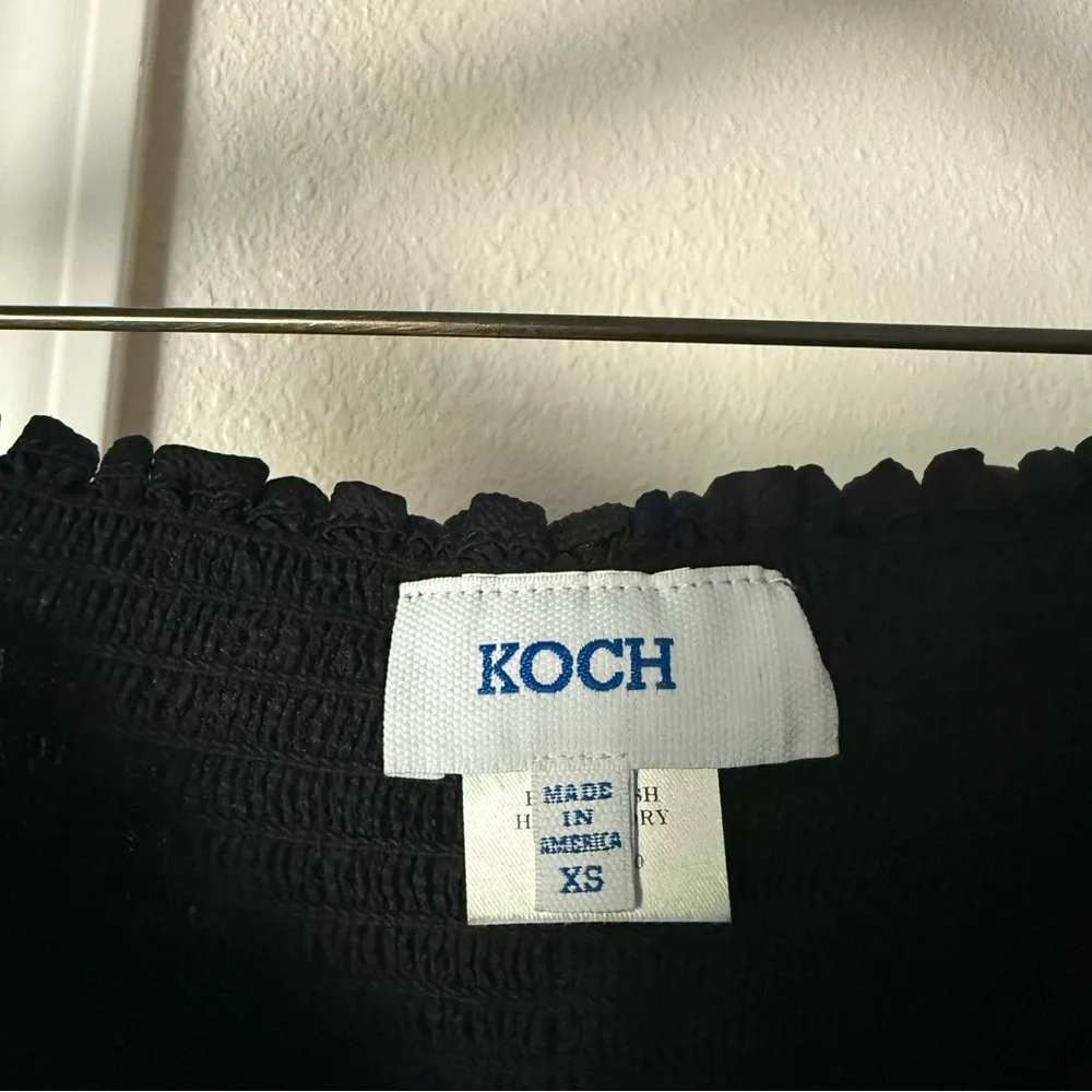 KOCH black smocked high waist pull‎ on shorts